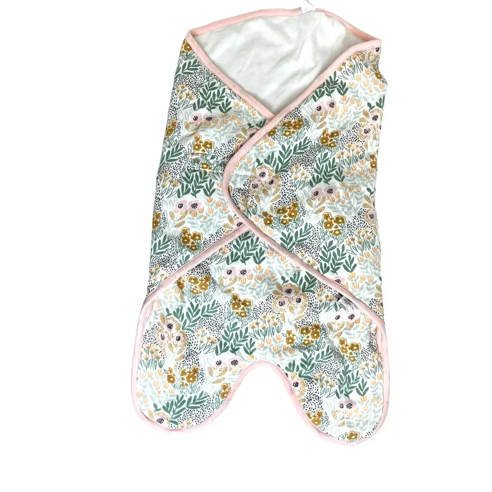 Nordstrom COTTON WRAP BABY BUNTING | NWT | White Pink Wildflowers Print - Picture 1 of 11